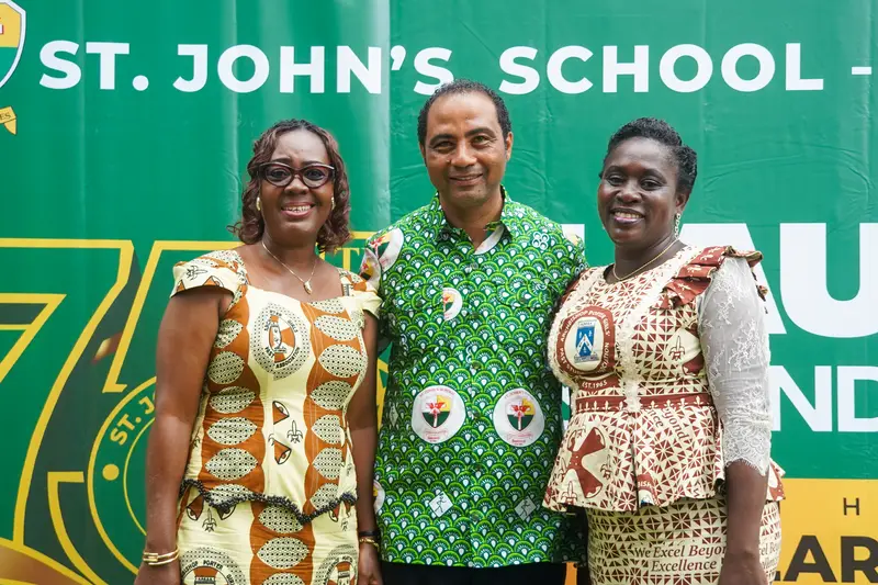 Guests in the anniversary cloth at the St. John&rsquo;s School 75th anniversary launch
